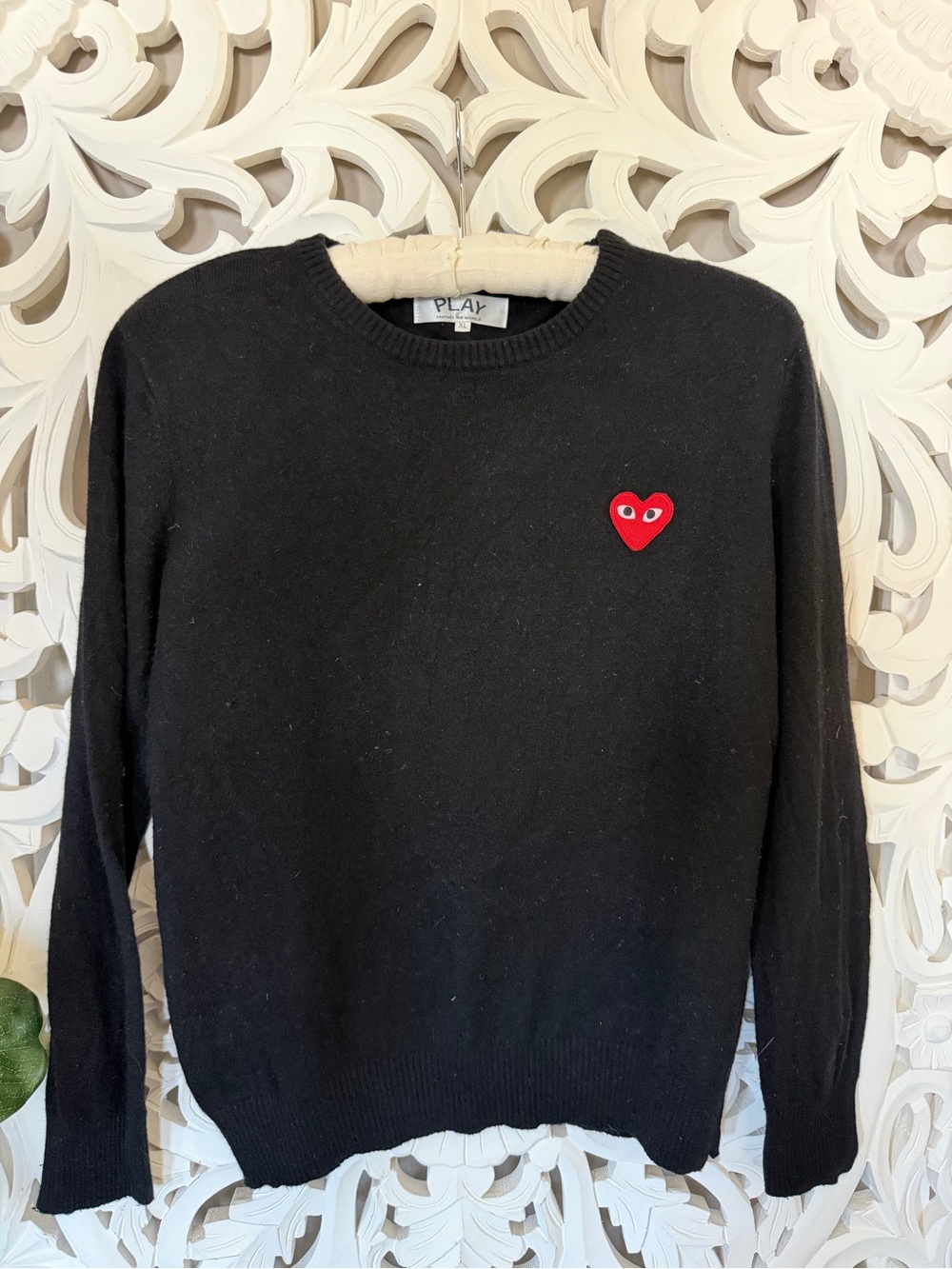 Comme des Garcons PLAY Black Crewneck with Red Heart Patch